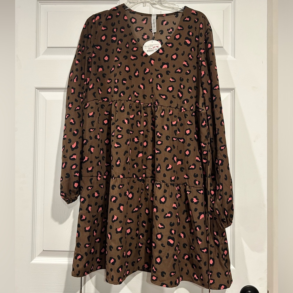 Honeyme Cheetah Print Dress Large NWT